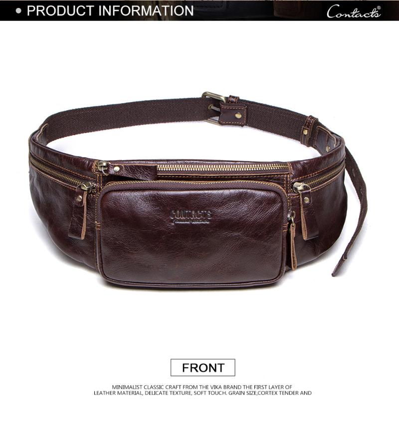 

Waist Bags Leather Men's Sports Bag Top Layer Cowhide Multifunctional Mobile Phone