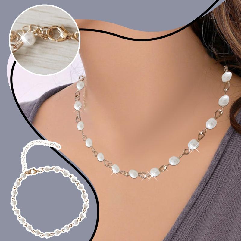 

Pendant Necklaces Retro Sexy Simulated Pearl Rice Bead Necklace Personalized Collarbone Chain Neck 2021 Fashion Trend Jewelry Gifts