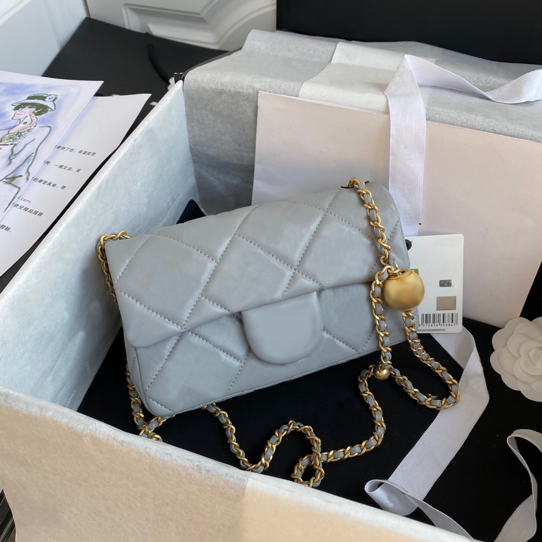 

7A+ top quality Golden ball bags pochette classic luxury designs women handbags 2021 lambs chain bag Genuine Leather Shoulder clutch fashion black wallet wholesale, Lamb leather