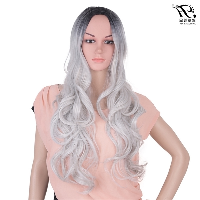 

women's head chemical Wig fiber gradient dyeing long curly hair wig set, T1b/1001b
