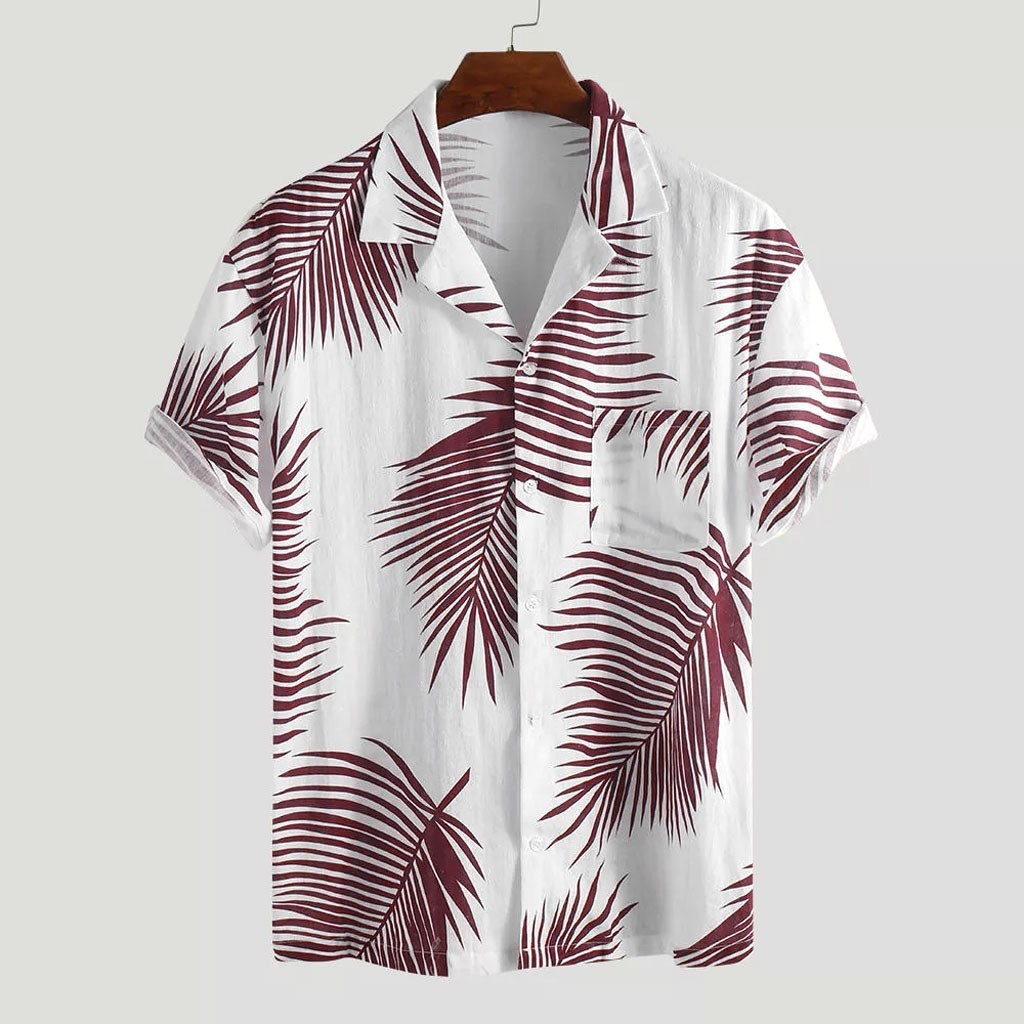 

2020 Summer New Mens Shirts Holiday Beach Style Short Sleeve Hawaiian Casual Men Shirt Blouse Loose Plus Size, White;black