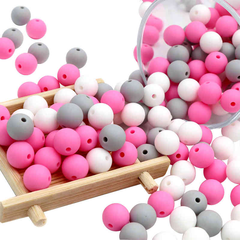 

12mm 20pcs Baby Teether Pearl Silicone Beads Bpa Free Teething Necklace Bracelet Diy Charming Nursing Toys Care