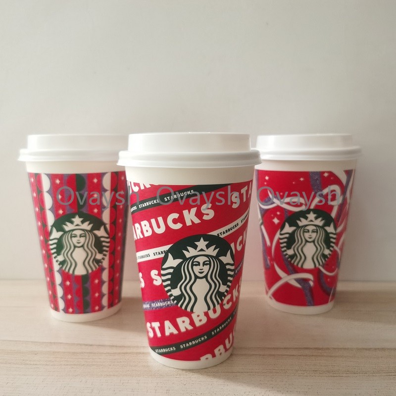 

500ml Starbucks Disposable Paper Cup Red Coffee Cup 2022 Tumblers Hot With Lid Drink Cups