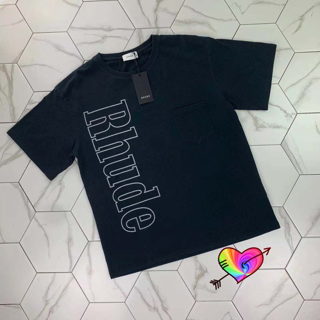 

T-shirt 2021 Men Women 1 High Quality Wash Chest Pocket Tee Slightly Oversized Tops Vintage Short Sleeve