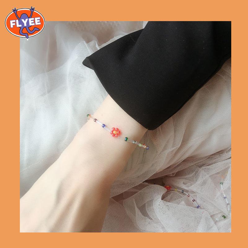 

Anklets Beads Stretch For Women Men Yoga Jewelry Gifts Y2k Jewellry Bohemian Fashion Flower, Red;blue