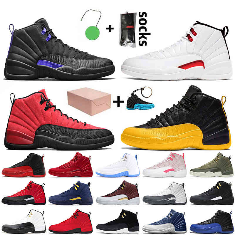 

With Box Mens Basketball Shoes Jumpman 12 Dark Concord Twist 12s Reverse Flu Game University Gold Arctic Punch Pink Indigo Womens Trainers