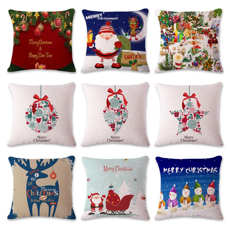 

Cute Winter Christmas Snowman Pillow Cover Beautiful Linen Cushion For Sofa Seating Living Room Home Decor Case Cushion/Decorative