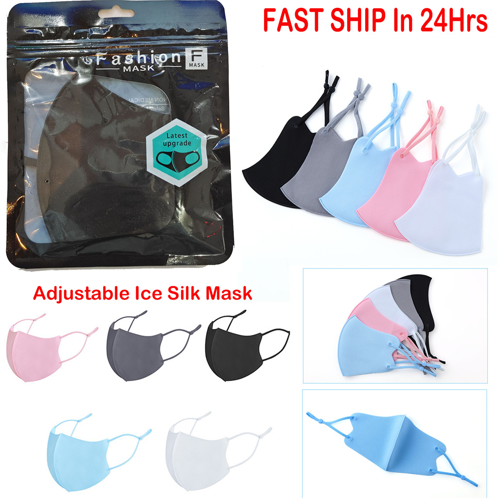 

Adjustable Anti Dust Face Cover PM2.5 Mask Respirator Dustproof Anti-bacterial Washable Reusable Ice Silk Cotton Mask US STOCK gift package suitable soft low price