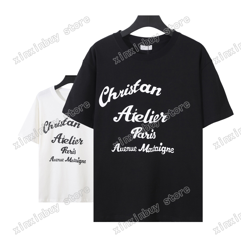 

22ss Men Women Designers T-Shirts tee Graffiti Christian letters print short sleeve Man Crew Neck paris Fashion Streetwear white black XS-L