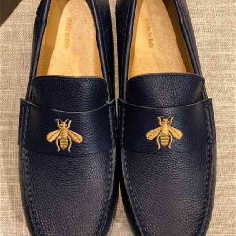 

[Orignal Box] Mens Loafers Slip-On Gentleman Fashion Dress Drive Moccasin-gommino BEE Shoes Size 38-46, With brand logo