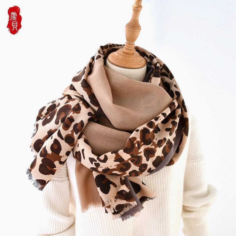 

Scarves Wool Scarf Women With Leopard Print Autumn Winter Thin Long Warm Bandana Shawl Fashion Chic Gift For Lady Girl, Blue;gray