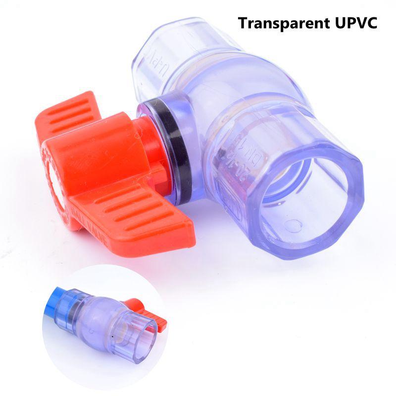 

1pc 20-63mm Transparent UPVC Acrylic Ball Valve Coupler Garden Irrigation Water Pipe Connector Aquarium Adapter DIY Watering Equipments