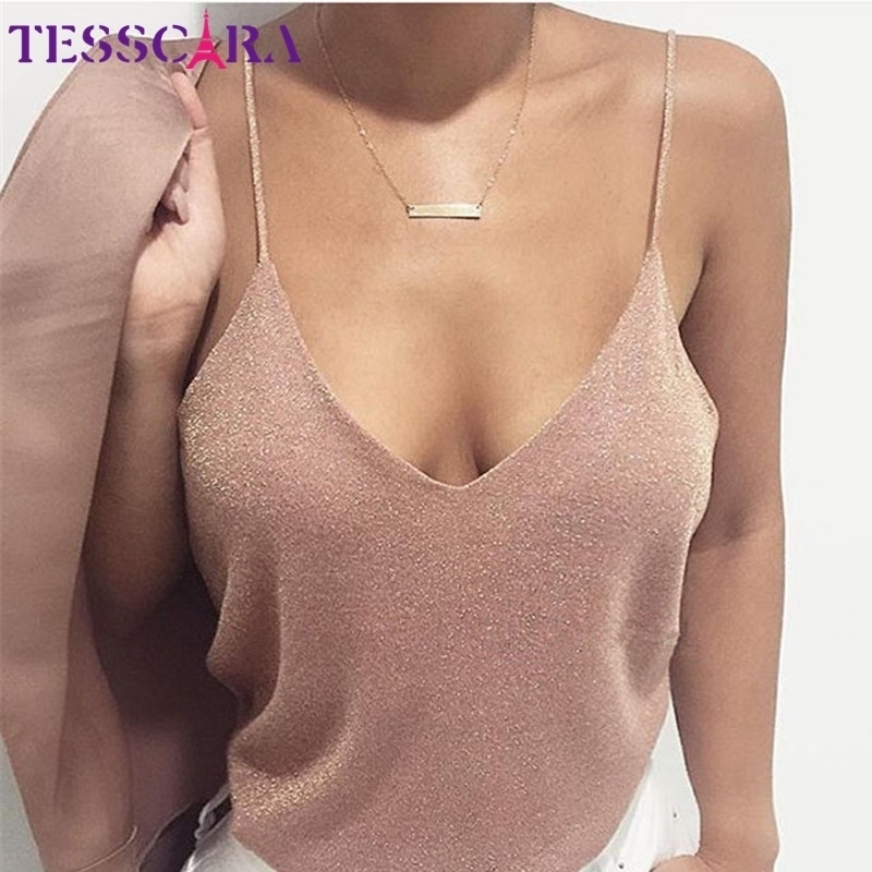 

TESSCARA Women Summer Casual Cami Fashion Female Sexy Camisole Tank Top Tees Elegant T-shirt Tops Sweet Tshirt Undershirt 210616, Khaki