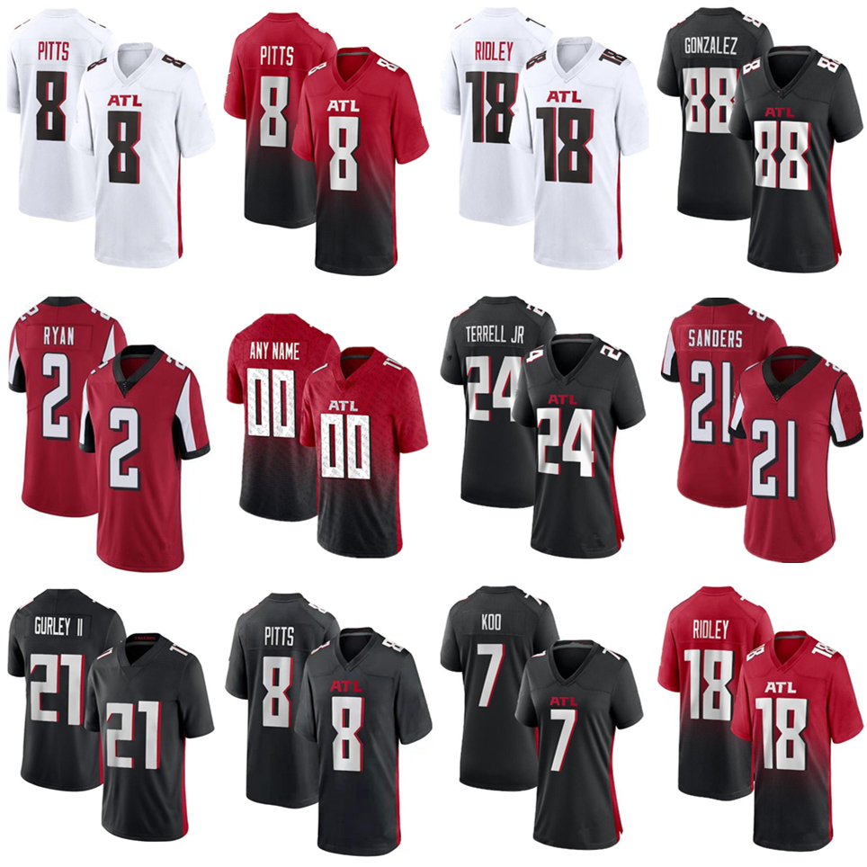 

8 Kyle Pitts 7 Michael Vick 18 Ridley 2 Matt Ryan Custom Football Deion Jones AtlantaFalcons97 Grady Jarrett 88 Tony Gonzalez A.J. Terrell Jr Younghoe Koo Jerseys, My store(aryahome)