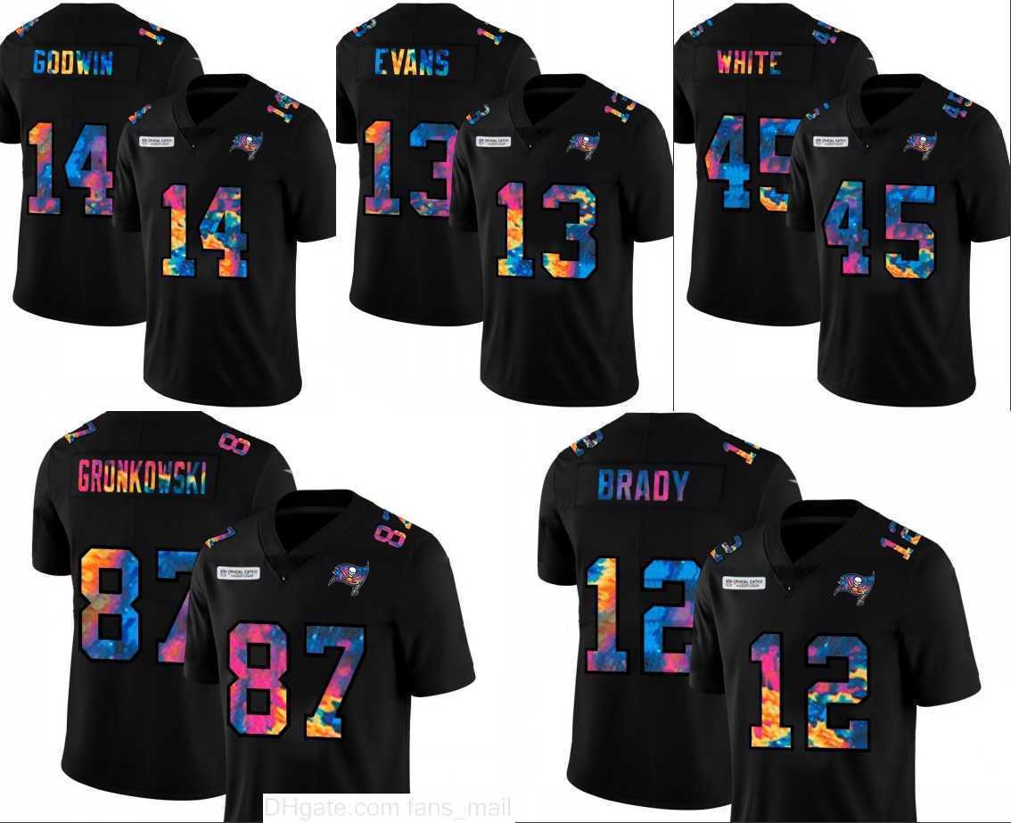 

TampaBayBuccaneersMen #12 Tom Brady 87 Rob Gronkowski 13 Mike Evans Multi Color Black Crucial Catch Woman Youth Limited Jersey