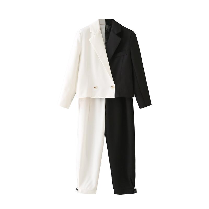 

Women' Two Piece Pants Set Suit Women Fashion Patchwork Office Lady Blazer Vintage Chic Woman Outfit Suits