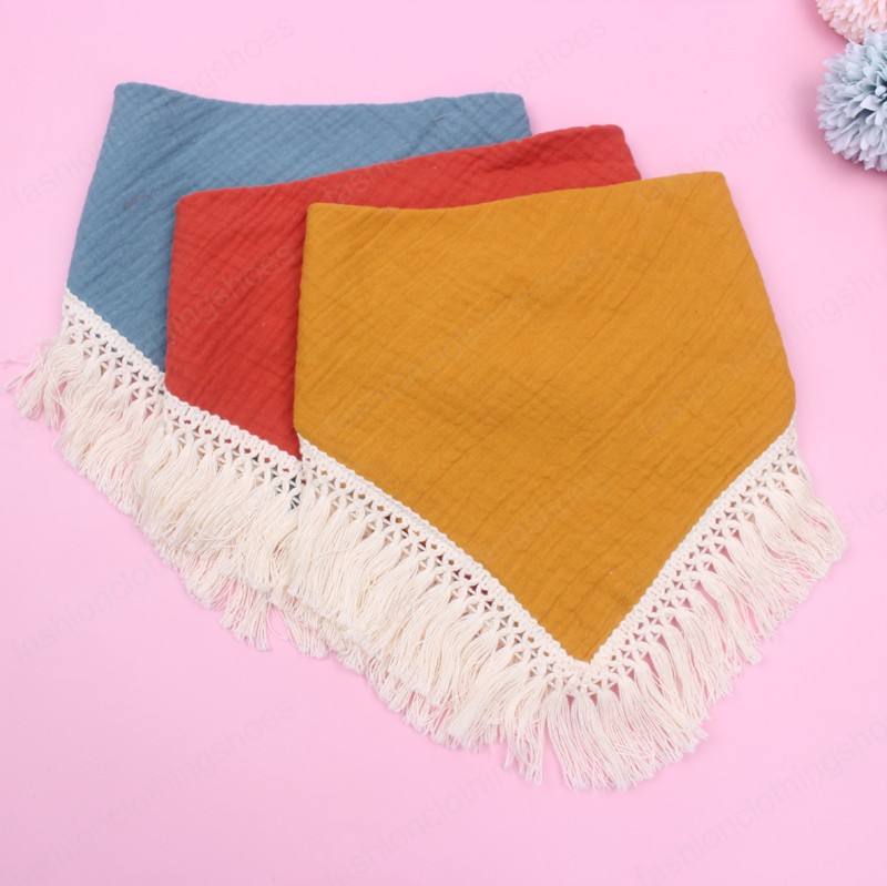 

Baby Bibs Feeding Newborn Burping Cloths Boys Girls Accessories Cotton Tassels Towel Infant Clothing