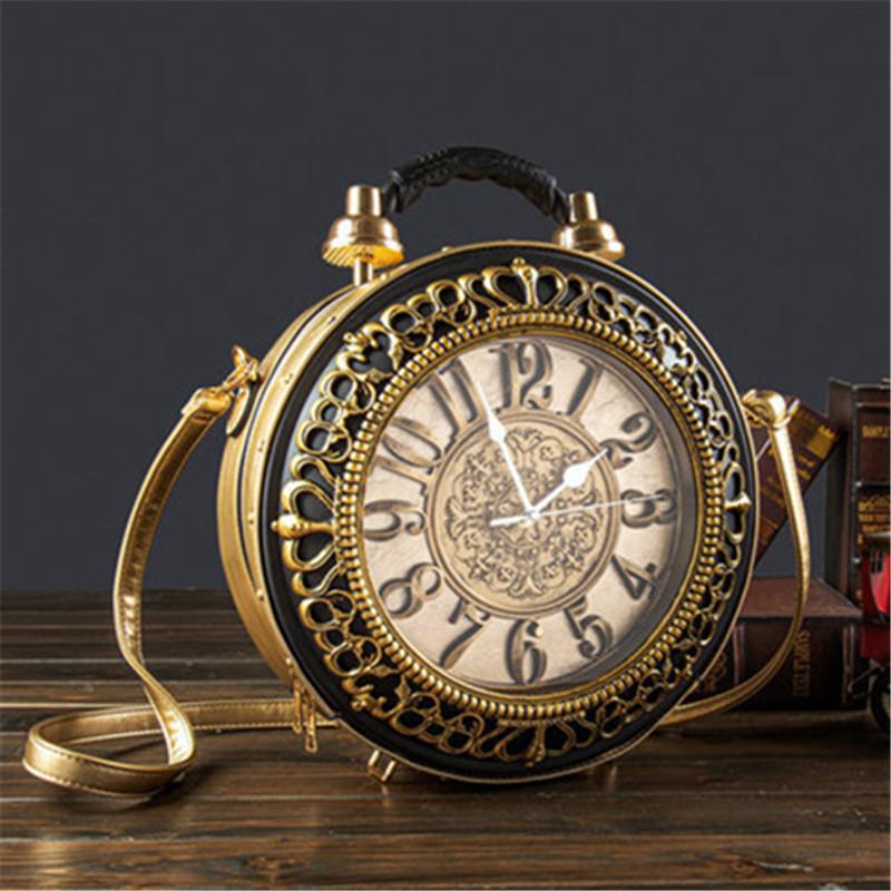 

Evening Bags Vintage Creative Clock Shape Handbags For Women Shoulder Walkable Crossbody Bag Luxury Designer Handbag Ladies Purses, As pic