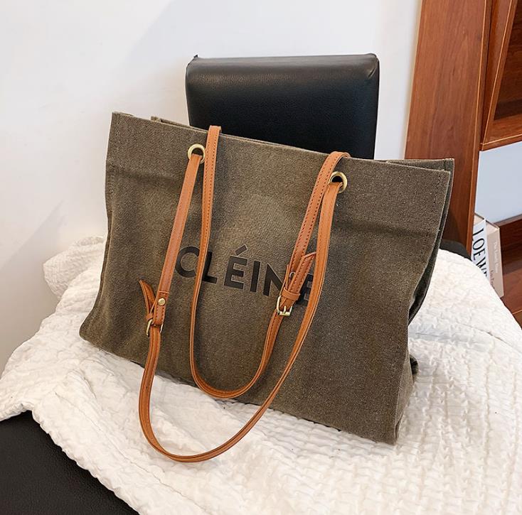 

Cross Body Large-Capacity Canvas Bags Autumn Style Ladies One-Shoulder Printed Handbag, Grey