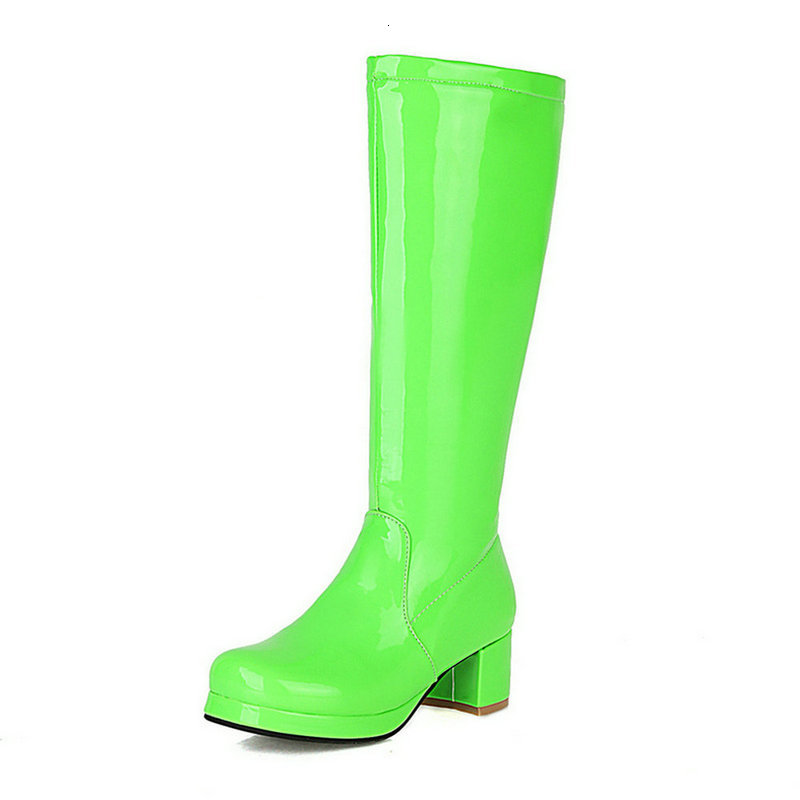 

boots botas altas de joelho femininas, ver, preto, branco, couro pu, salto quadrado, bota inverno, quente, pelÃºcia, tamanho gran 34-43 tyyr, Black