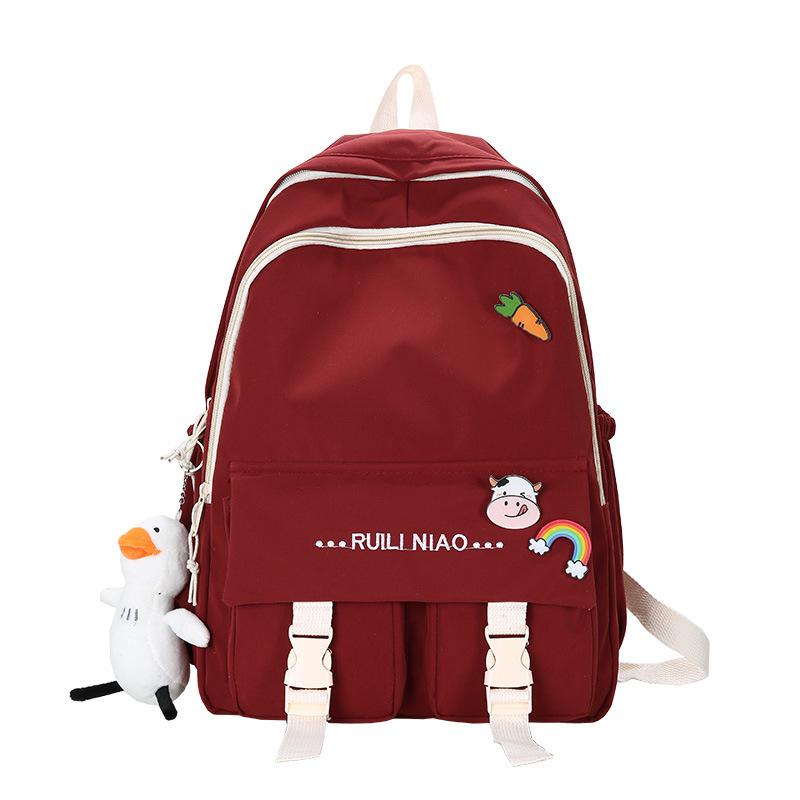 

Backpack Student Large-capacity Casual Schoolbag For Teenager Girl Nylon Multi-pocket Female Travel Laptop, Black