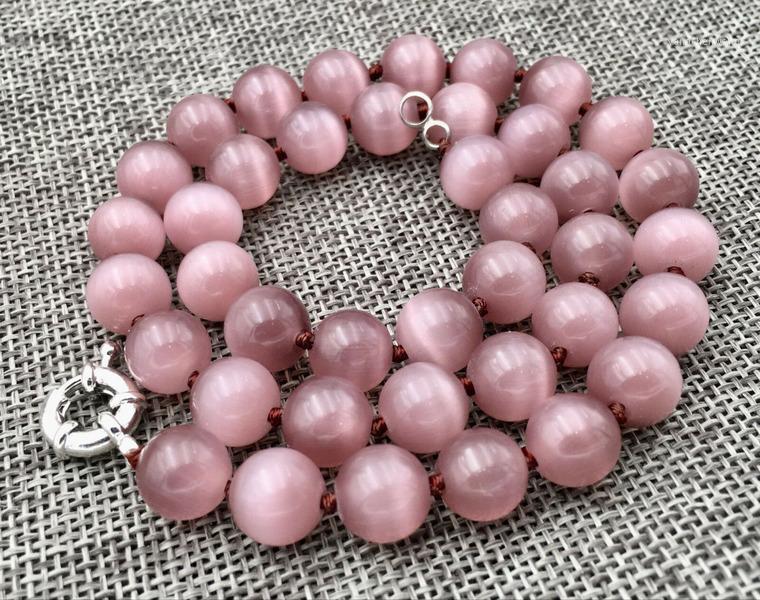 

Pretty 10mm Light Purple Cat Eye Stone Opal Round Beads Gems Necklace 18 " Chains