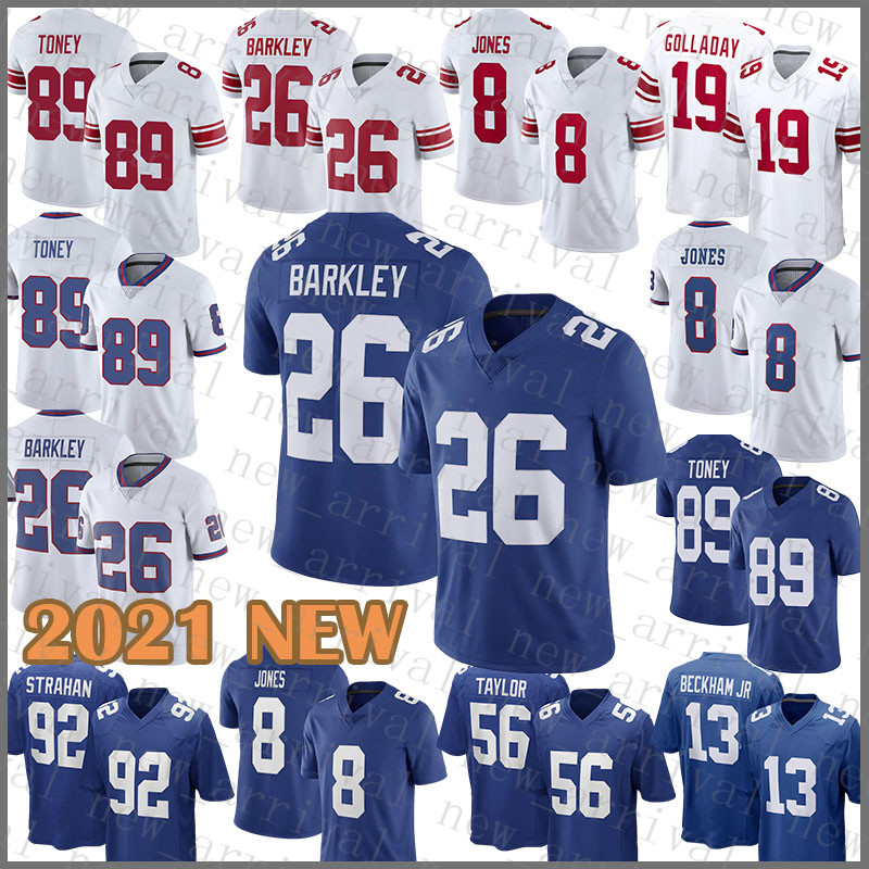 

8 Daniel Jones 26 Saquon Barkley Football Jersey 19 Kenny Golladay 56 Lawrence Taylor James Bradberry Michael Strahan Kadarius Toney Sterling Shepard Azeez Ojulari, Mens-juren