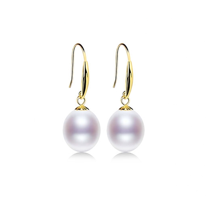 

XF800 18K Gold Earrings Natural Fresh Water Au750 Pearl Drop Fine Jewlery Wedding Party Gift For Women Girl E235 210624
