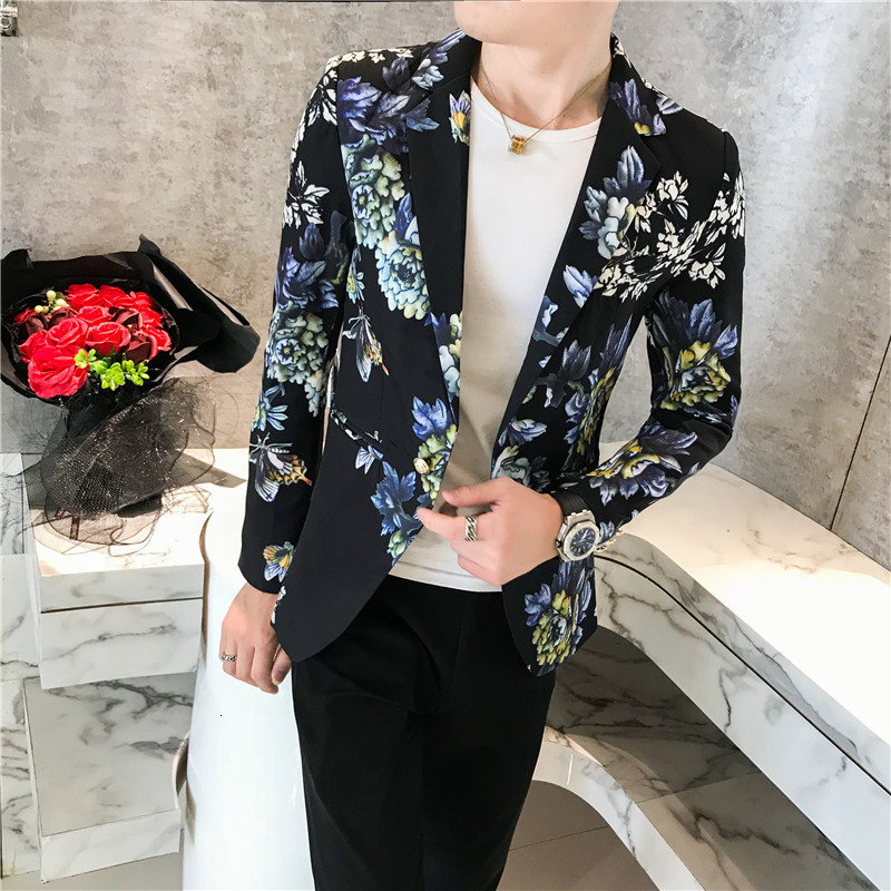 

Men's Suits & Mens Floral Blazer Male Autumn Stylish For Men Blazers Para Hombre Terno Masculino Slim Fit One Button Suit Jacket, White