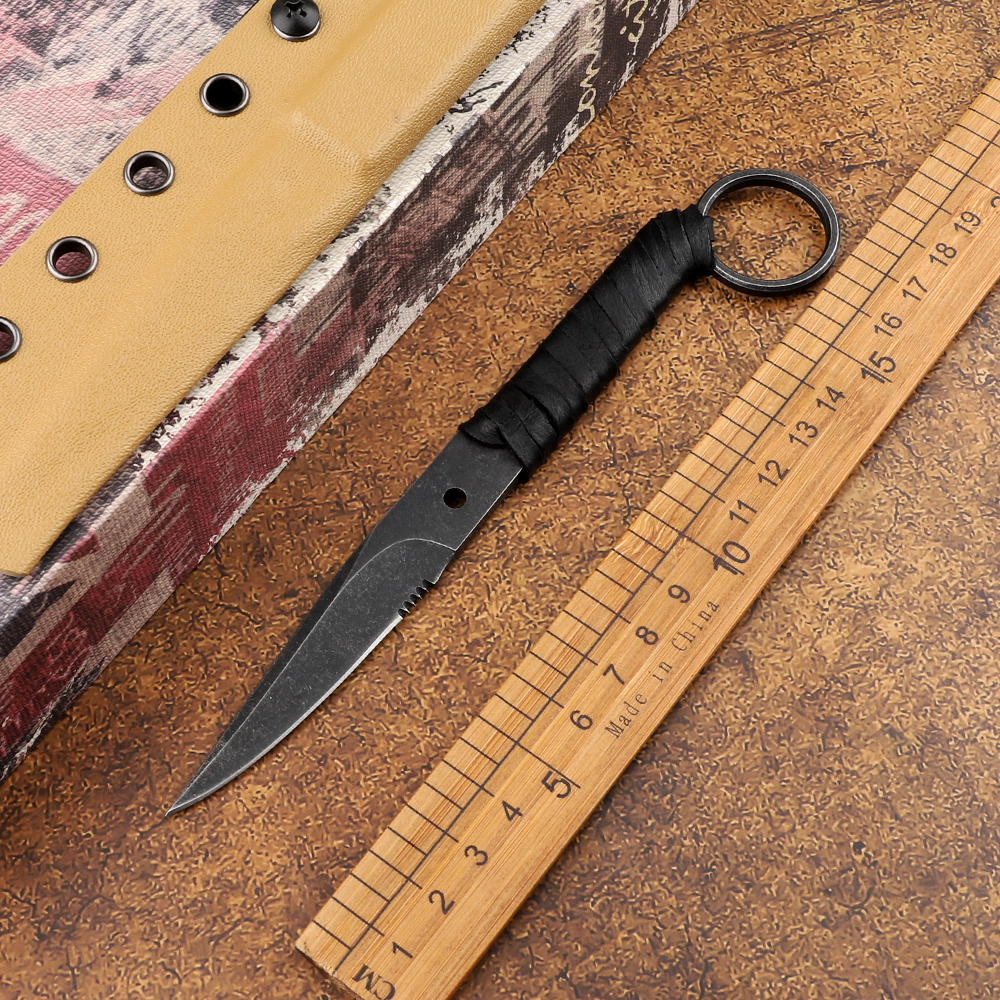 

Mini 440C steel fruit straight knife fixed blade tactical jungle hunting outdoor life-saving self-defense EDC tool belt K sheath