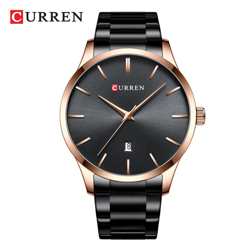 

CURREN 8357 Watches Western Wristwatch 3ATM Water Proof Watch Stainless Steel Chain Black Color Japan Quartz Wristwatches Men Calendar Date Clock