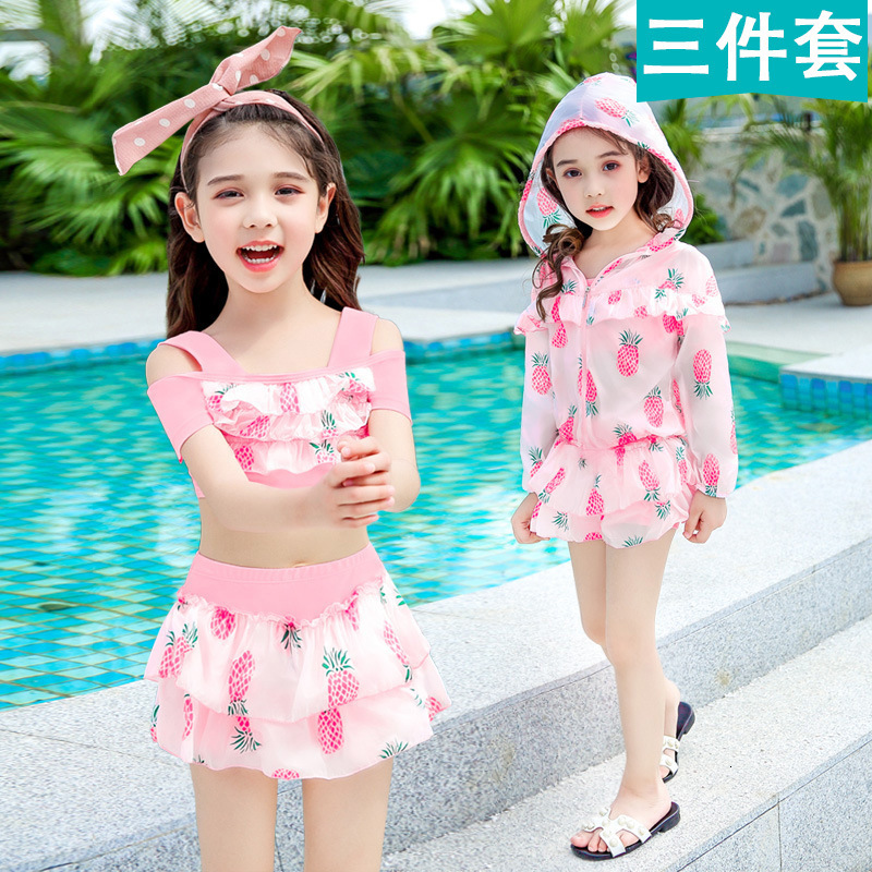 split lovely childrens girls hot spring flat angle swimsuit-image-671916300