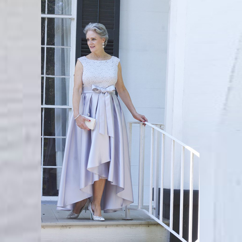 

Lace Top Vestidos De Fiesta Ruched Satin High Low Prom Dresses with Bow Zipper Back Mother of the Bride Party Formal Evening Gowns, Dark green