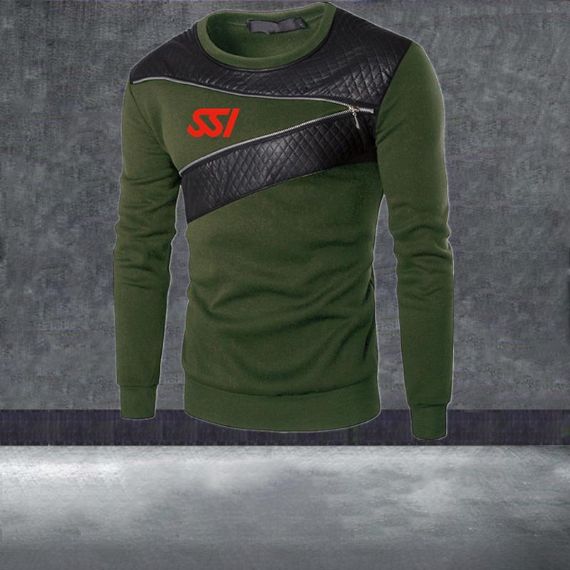 

Men's Hoodies & Sweatshirts Spring Casual Crew Neck Tops Men Scuba Schools International SSI Logo Print Customizable Chest Zipper Sweatshirt, Black