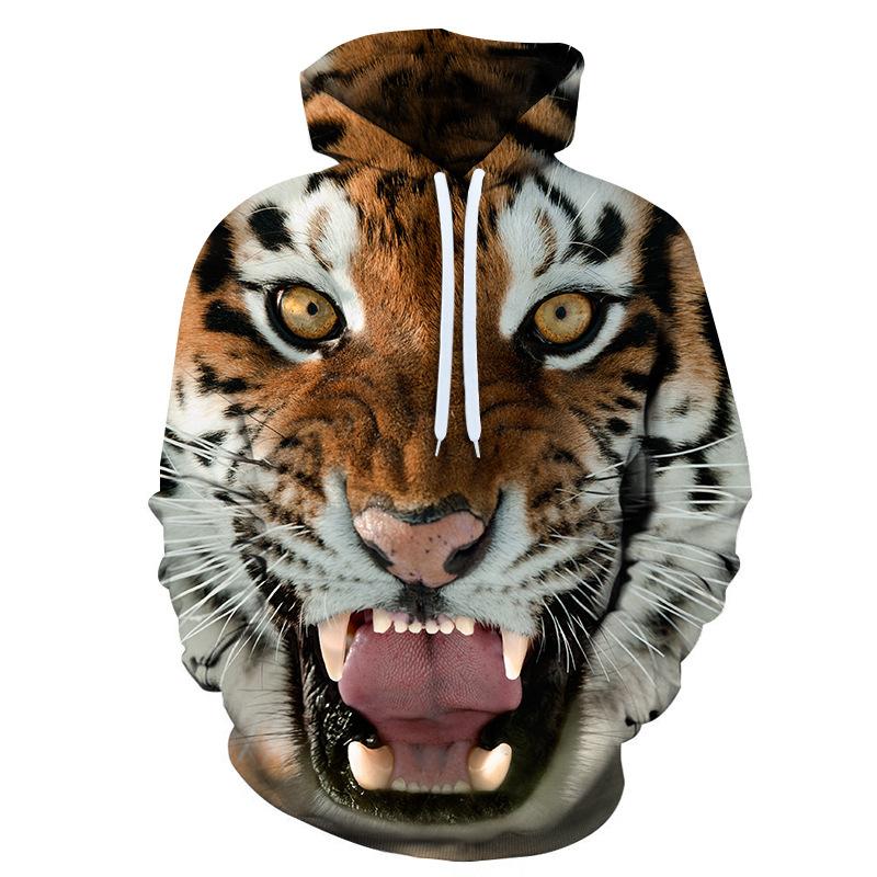 

Men's Hoodies & Sweatshirts Tiger 3D Digital Print Fashion Hoodie Baseball Casual Couple, Black