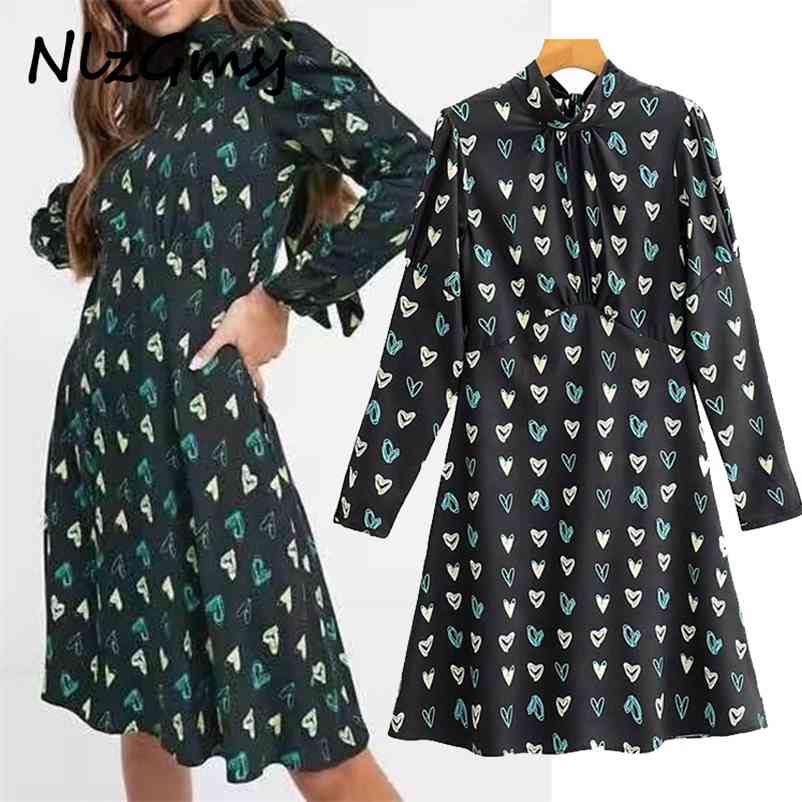 

Dres Bow Print Stand Collar Long Sleeve Sexy Back Short 210628, As picture