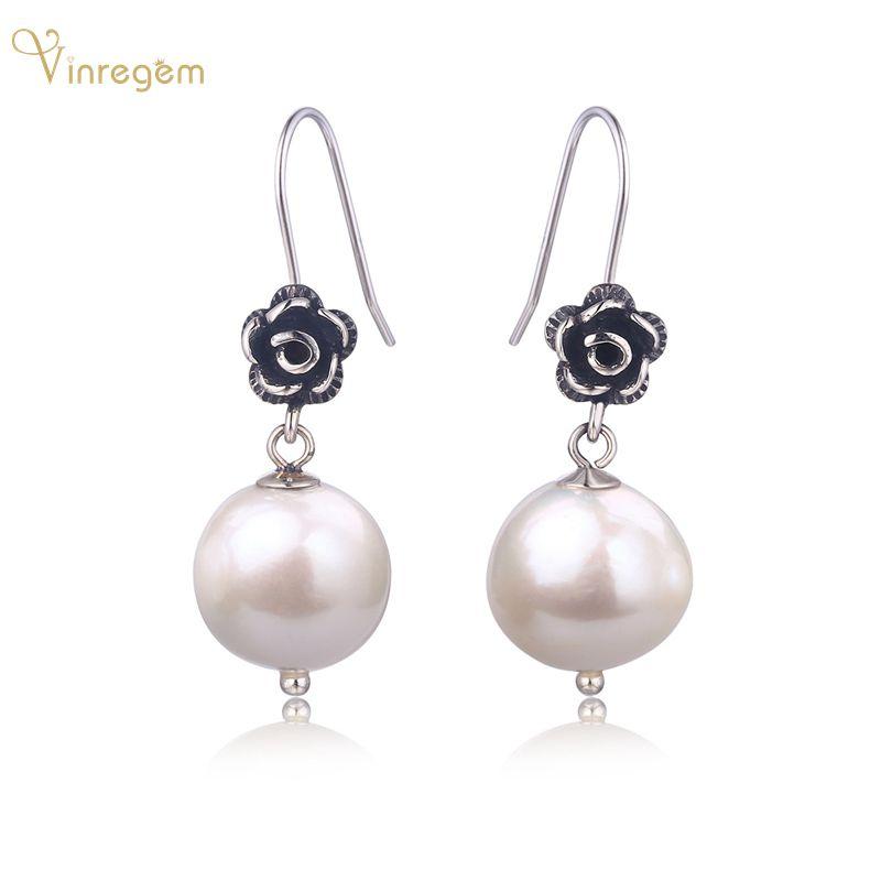 

Dangle & Chandelier Vinregem Classic 100% 925 Sterling Silver Wedding Engagement Romantic Pearl Drop Earrings For Women Fine Jewelry Gifts