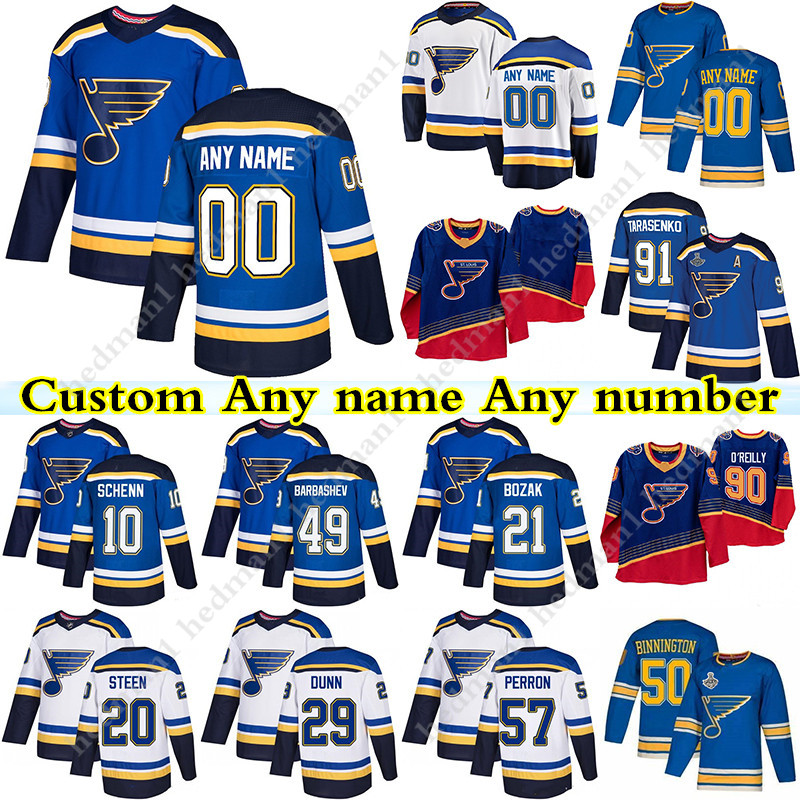

Custom St Louis Blues hockey jerseys 91 Vladimir Tarasenko 50 Binnington 99 Wayne Gretzky 47 torey krug any number and name, Purple final patch