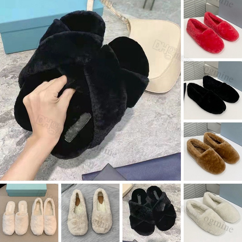 

Designer slippers womens sandals Freedom movement comfort Shearling sabots lining mules slider triangle Logo woman lady Prade sophisticated allure slides 35-40, Hello