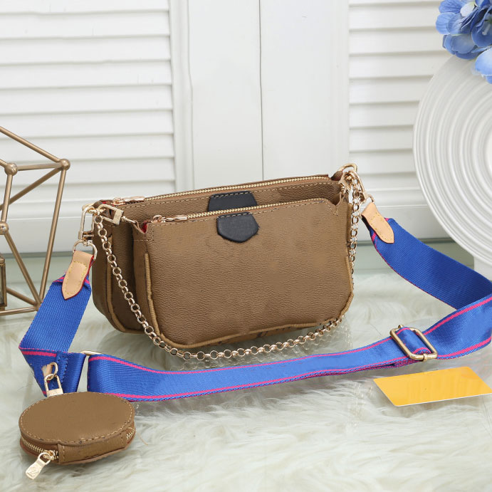 

Designer High Quality Multi Pochette Accessoires Wallet Shoulder Bags 3 Piece Set Cross Body Louise Messenger Vutton Bag Handbag Viuton Women Flower 3pcs, 1.black plaid