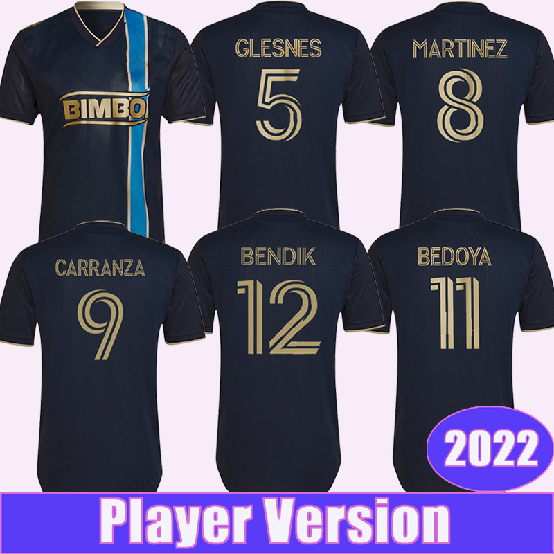 

2022 Philadelphia Union Player Version Mens Soccer Jerseys GLESNES UHRE CARRANZA BEDOYA Home Black BEDOYA Football Shirt Adult Short Sleeve, Qy9071 2022 home ml patch