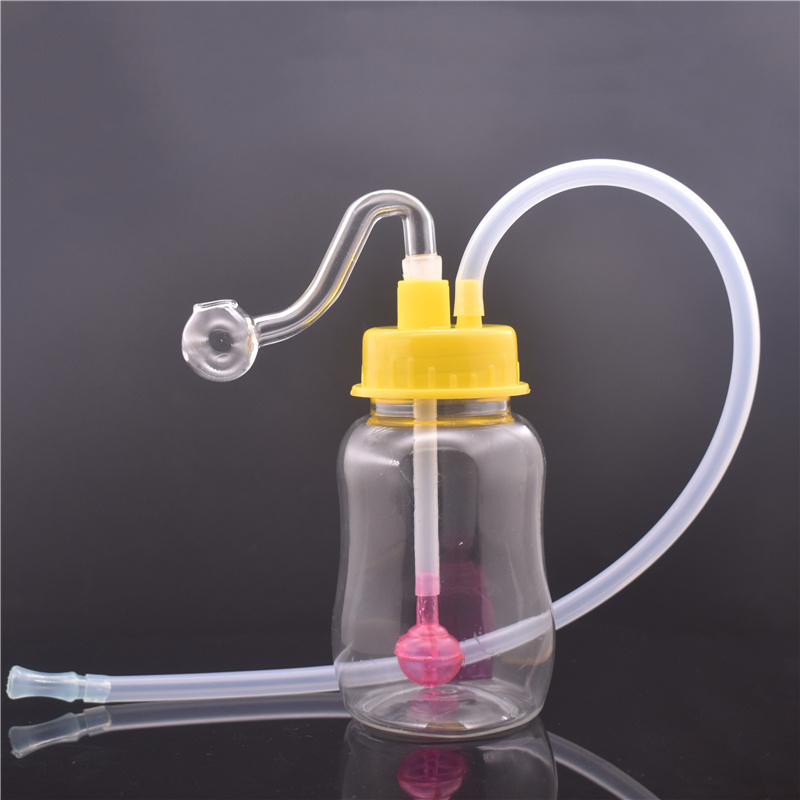 

1PCS Acrylic plastic Water Bongs Hookah Pocket Plastic oil burner Bong Unbreakable mini recycler bongs with hose