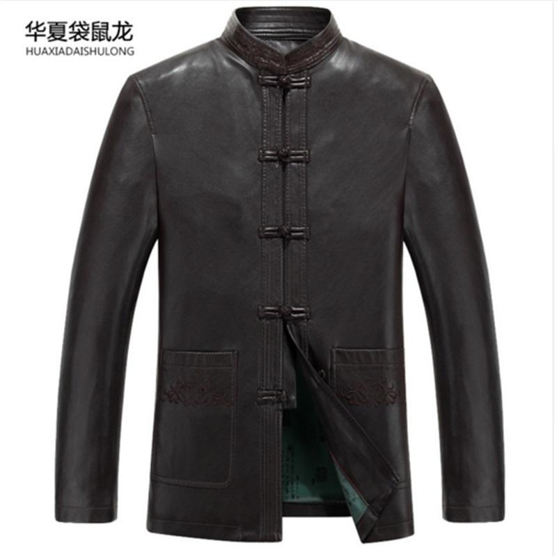 

Men's Fur & Faux Genuine Leather Long Jacket Brand Windbreaker Man Jackets Autumn Coat Plus Size 5XL 4XL, Black
