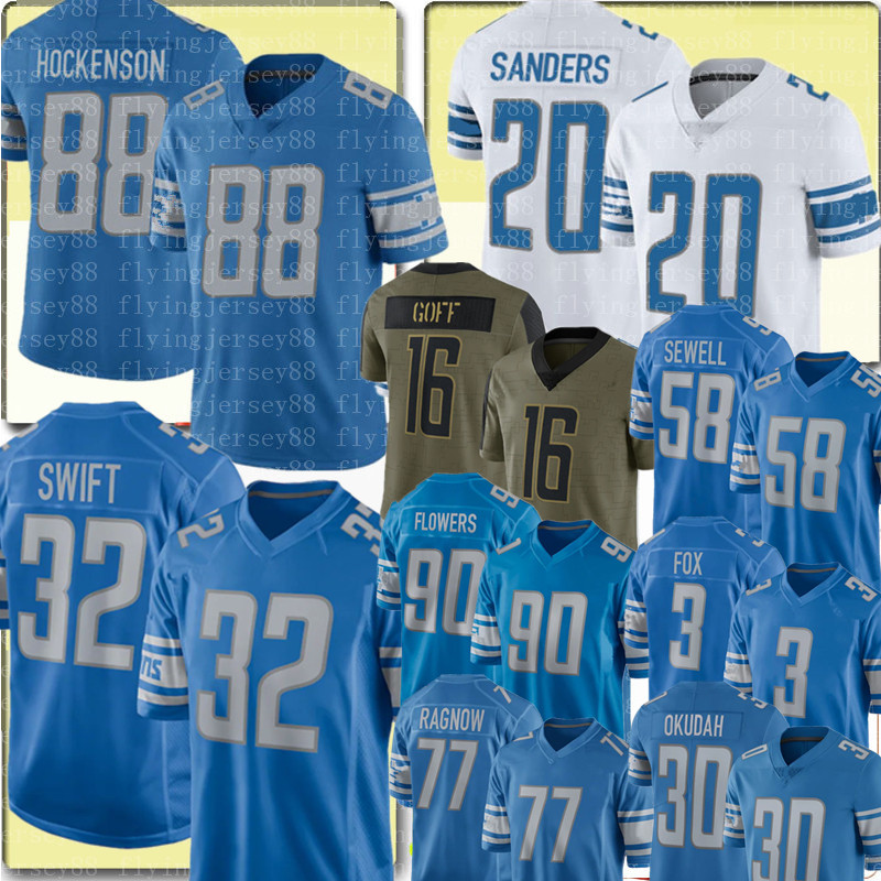 

32 D'Andre Swift Jersey Detroits 20 Barry Sanders 88 T.J. Hockenson Jerseys Penei Sewell Jared Goff Trey Flowers Jack Fox Frank Ragnow Jeff Okudah Derrick Barnes 3, Women {s-xxl} xiongshi