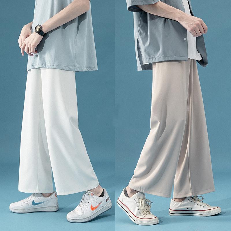 

Men's Pants 2021 Brand Clothing Men Ice Silk Slacks For Summer Pants/male Loose And Comfortable Casual Women Trousers S-2XL, White