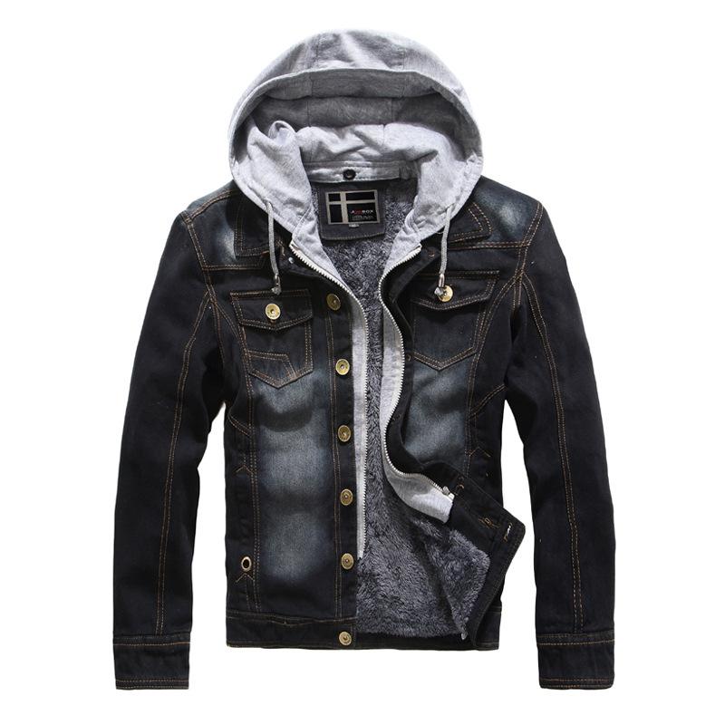 

Men's Vests 2021 Men Hooded Denim Jackets Autumn Winter Casual Coats And Loose Jean Size 3XL, Black