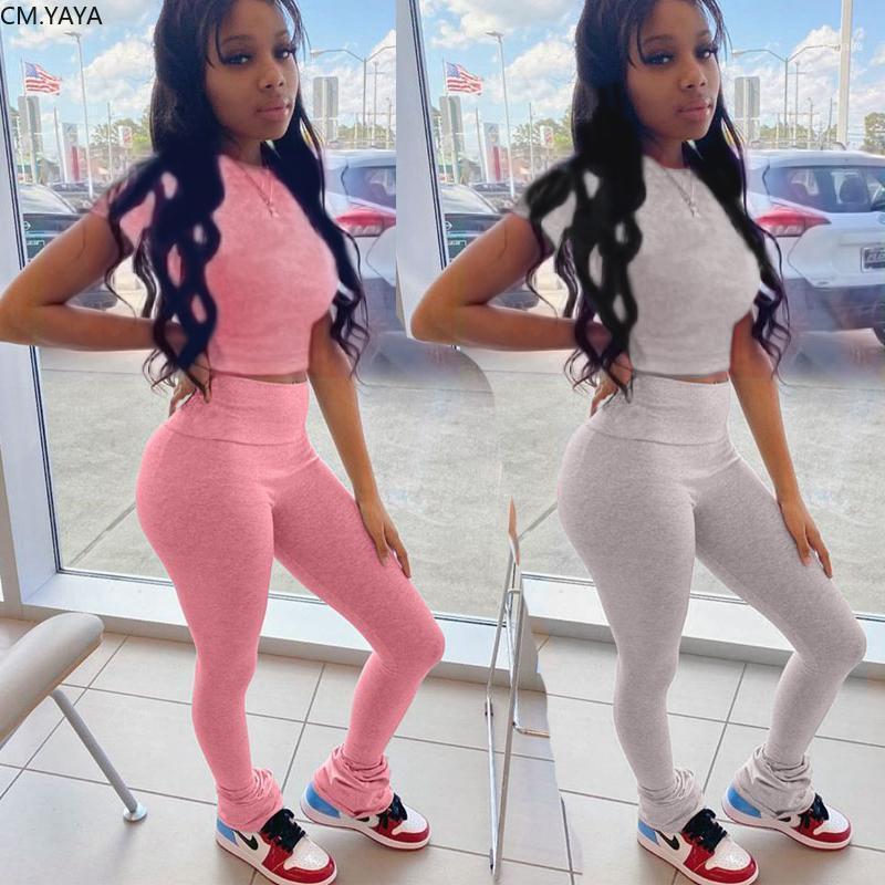 

Women Two Pieces Sets Summer Tracksuits O-Neck Crop Tops+Pants Suit Jogger Sporty Fitness Outfits 2 Pcs Street GL8142 Women's, Gray