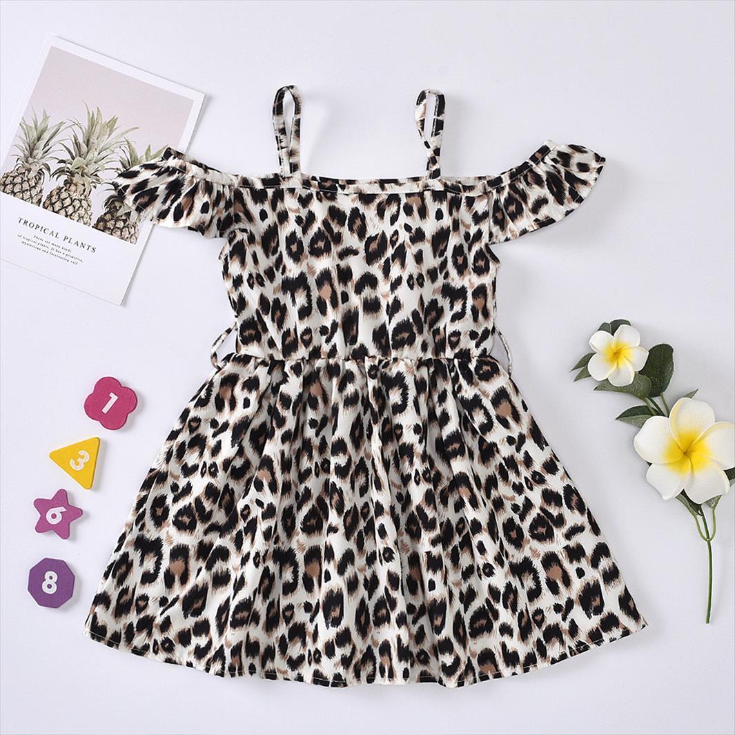 

toddler baby kids girls girl dresses leopard print strap off shoulder princess dress clothes vetement fille ropa nia meisjes kleding, Red;yellow