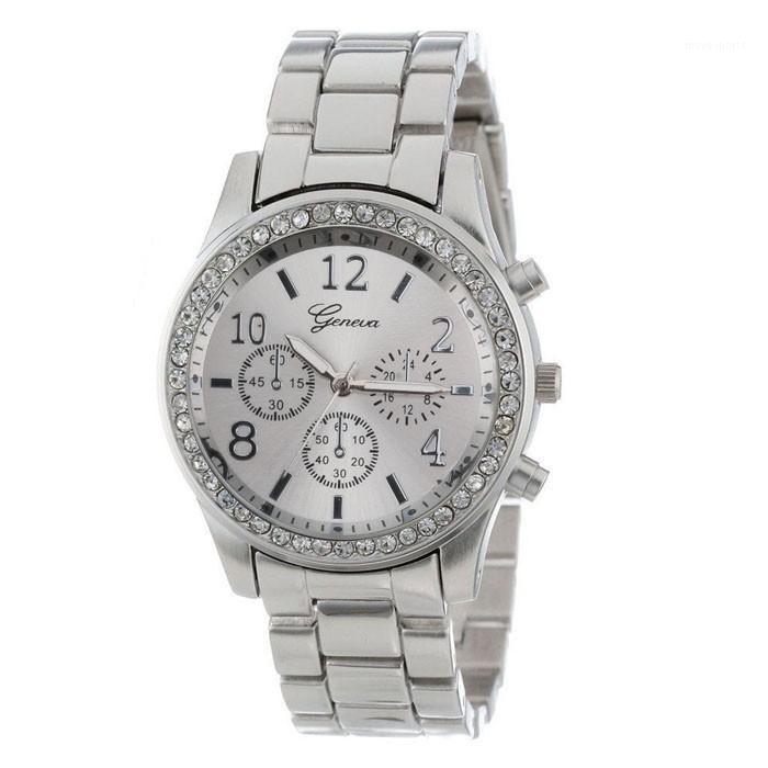 

Wristwatches Women Watches Stainless Steel Exquisite Watch Rhinestone Luxury Casual Quartz 2021 Arrivals, Silver