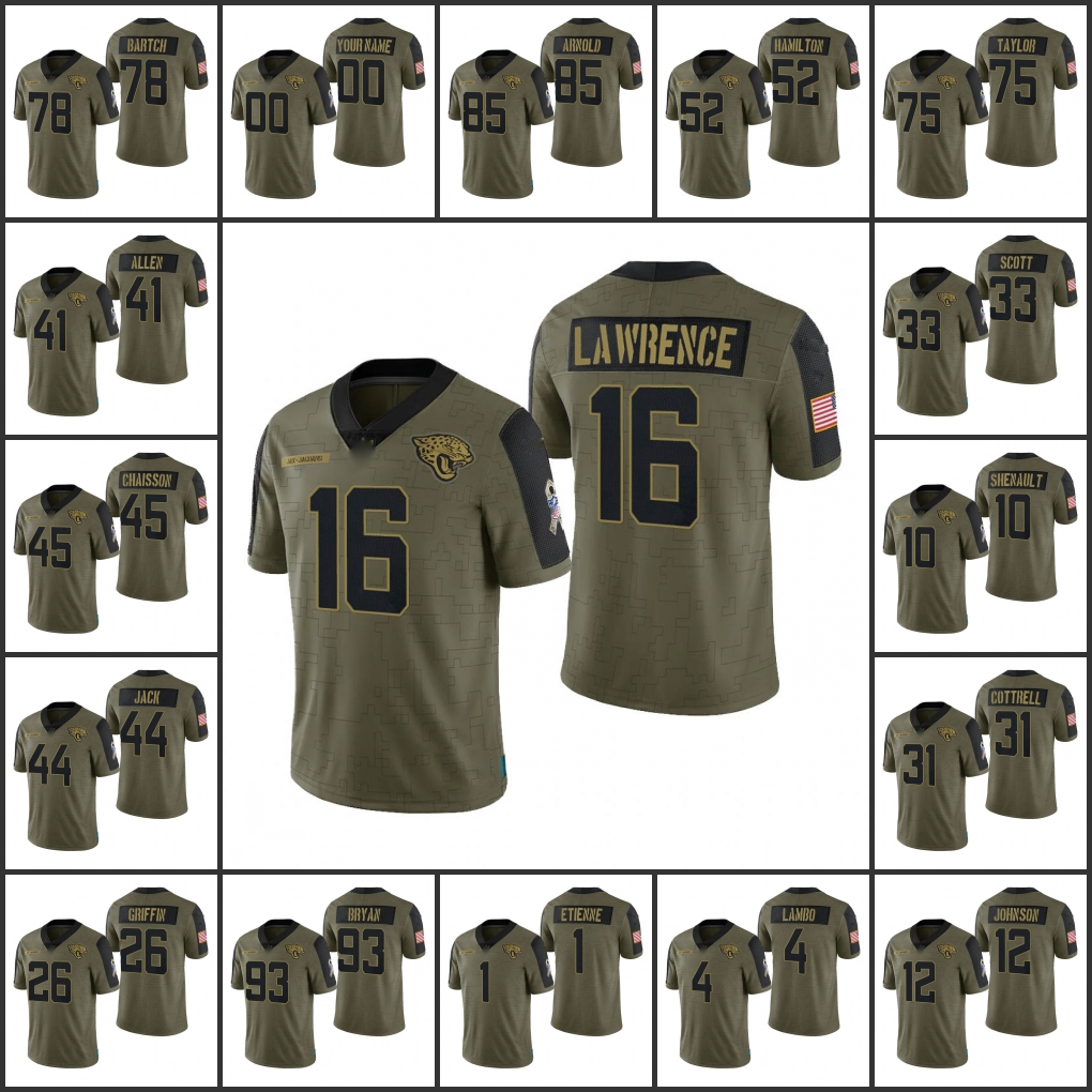 

Jacksonville''Jaguars''Men #44 Myles Jack 16 Trevor Lawrence 1 Travis Etienne 45 K'Lavon Chaisson Women Youth Custo, Black;red